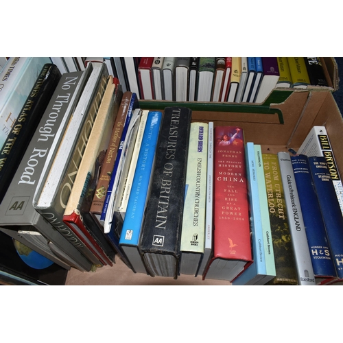 617 - FOUR BOXES OF BOOKS containing over 100 miscellaneous titles in hardback and paperback formats, most... 