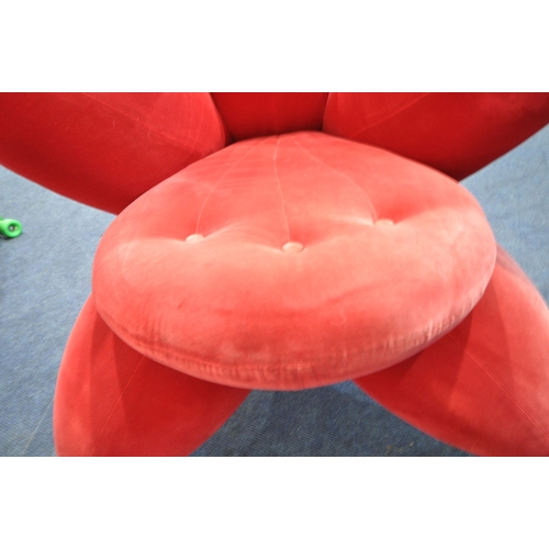 1205 - MASANORI UMEDA FOR EDRA ITALY, A PAIR OF GETSUEN LILY ARMCHAIRS, with crimson upholstery, buttoned s... 