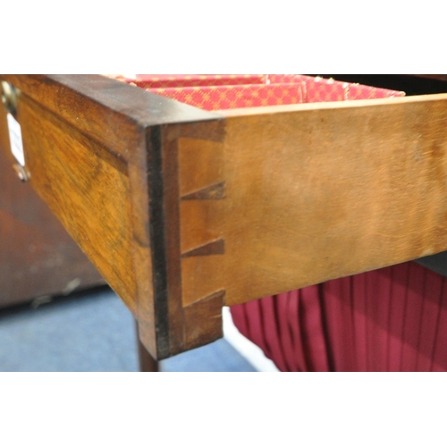 1222 - A REGENCY ROSEWOOD WORK TABLE, with a single drawer and pull out storage section, on octagonal taper... 