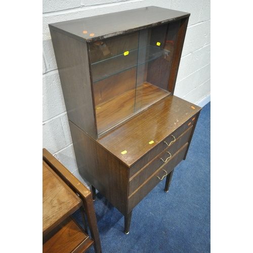 1233 - A MID CENTURY TEAK TWO TIER METAMORPHIC TEA TROLLEY, width 81cm x open depth 71cm x closed depth 38c... 