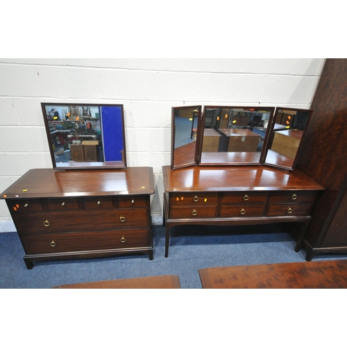 1238 - A STAG MINSTREL SEVEN PIECE BEDROOM SUITE, comprising a double door wardrobe, width 97cm x depth 59c... 