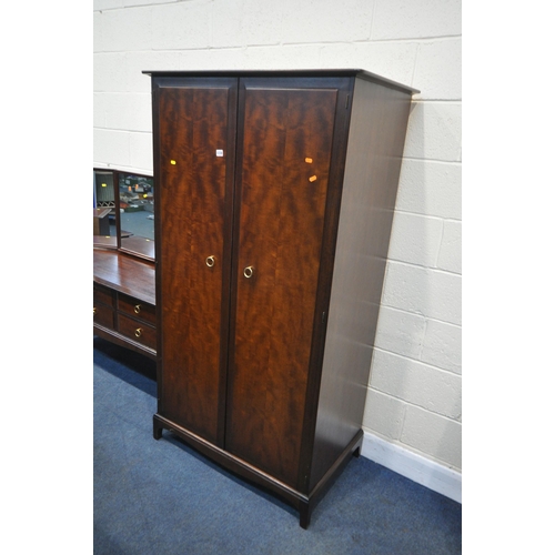 1238 - A STAG MINSTREL SEVEN PIECE BEDROOM SUITE, comprising a double door wardrobe, width 97cm x depth 59c... 