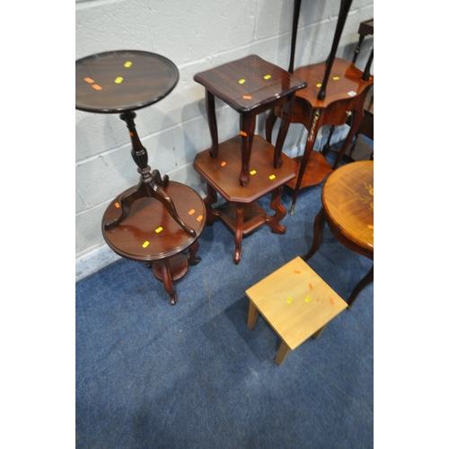 1240 - A SELECTION OF OCCASIONAL FURNITURE, to include a French side table with a single drawer and brass m... 