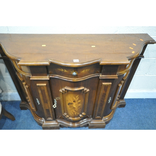 1243 - A MATCHED ITALIAN STYLE DINING SUITE, comprising a sideboard with a single drawer and cupboard, widt... 