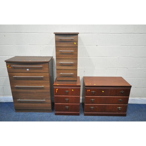 1248 - A MODERN CHEST OF FOUR GRADUATED DRAWERS, width 77cm x depth 42cm x height 108cm, and a matching sli... 