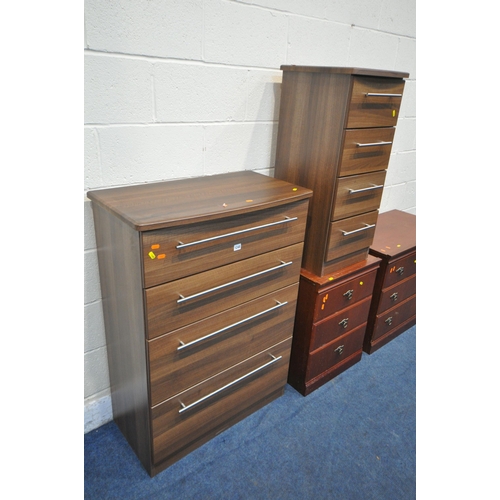 1248 - A MODERN CHEST OF FOUR GRADUATED DRAWERS, width 77cm x depth 42cm x height 108cm, and a matching sli... 