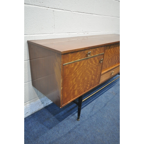 1250 - A MID CENTURY MILWOOD TEAK SIDEBOARD, with an arrangement of three drawers and three cupboard doors,... 