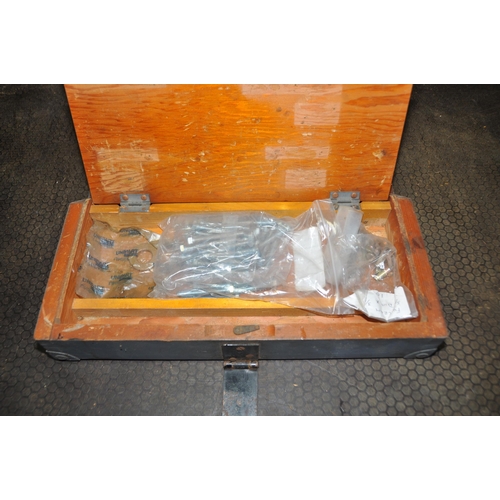 1058 - A MILITARY WOODEN TOOL CHEST marked for Reamers and Plug gauges containing round and square bar, nut... 