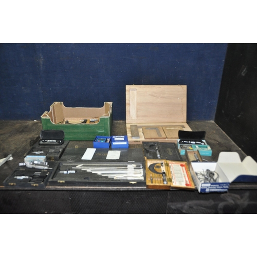 1073 - A TRAY CONTAINING MOORE AND WRIGHT TEST AND MARKING EQUIPMENT including six micrometers (Imperial an... 