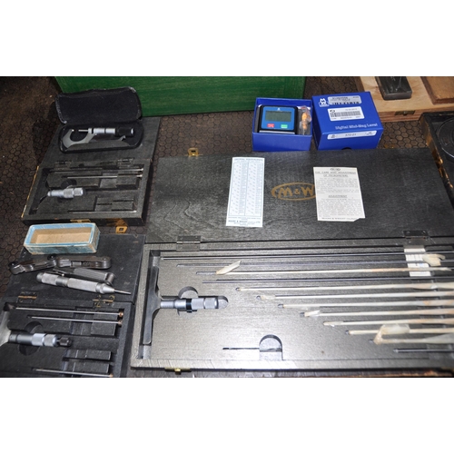 1073 - A TRAY CONTAINING MOORE AND WRIGHT TEST AND MARKING EQUIPMENT including six micrometers (Imperial an... 