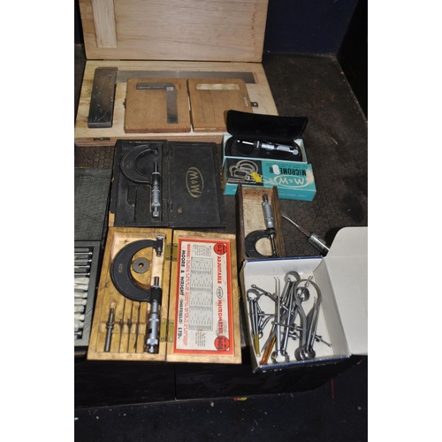 1073 - A TRAY CONTAINING MOORE AND WRIGHT TEST AND MARKING EQUIPMENT including six micrometers (Imperial an... 