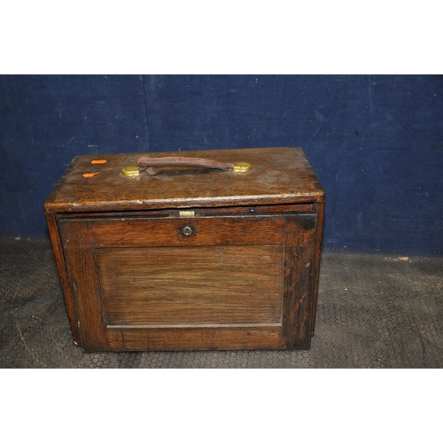 1078 - A VINTAGE WOODEN ENGINEERS TOOLCHEST with lock to front (no key), concealing five graduated drawers ... 