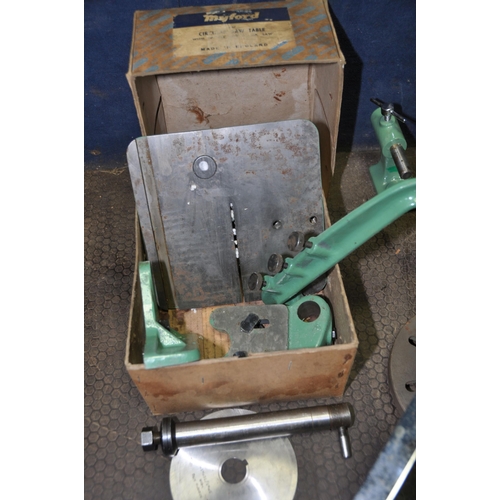 1128 - A COLLECTION OF MYFORD AND ADEPT LATHE AND MILLING TOOLS AND ACCESSORIES including a boxed Vertical ... 