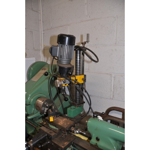 1129 - A MYFORD SUPER 7 METALWORKING LATHE, with 65cm bed, three jaw chuck, an Emco milling head attachment... 