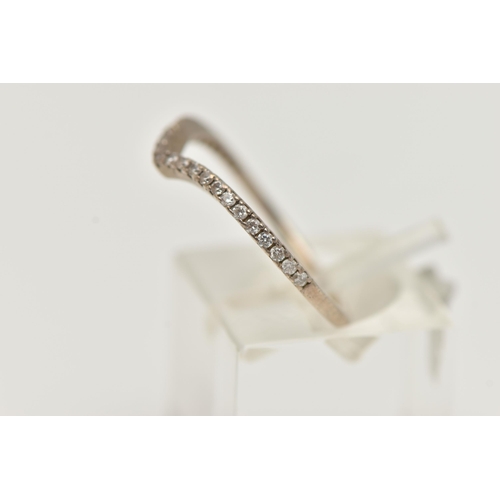 15 - A PANDORA WISHBONE RING, the front half set with circular colourless cubic zirconia, with ALE maker'... 