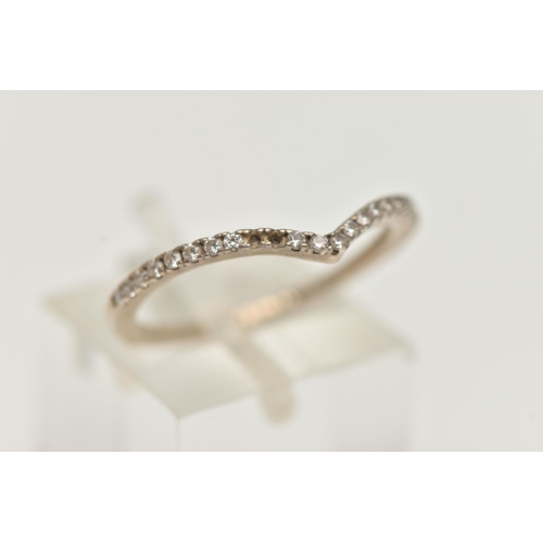 15 - A PANDORA WISHBONE RING, the front half set with circular colourless cubic zirconia, with ALE maker'... 