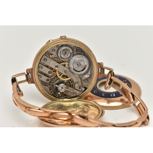 31 - AN EARLY 20TH CENTURY WRISTWATCH, AF manual wind, missing crown, hands and glass front, round white ... 