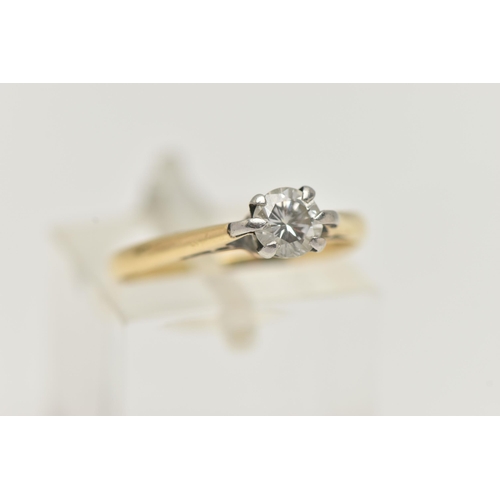 43 - A MODERN DIAMOND SINGLE STONE RING, set with a round brilliant cut diamond, within an eight claw set... 