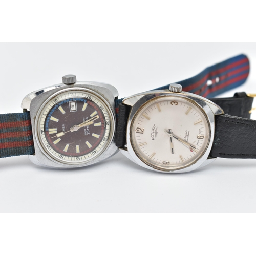 80 - TWO GENTS WRISTWATCHES, to include an AF, manual wind 'Rotary' wristwatch, round silvered dial signe... 