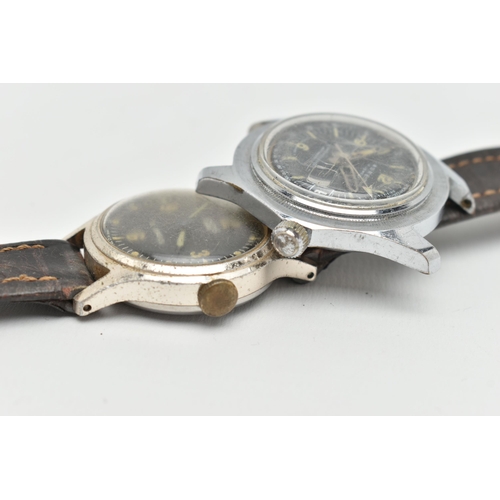 82 - TWO GENTS WRISTWATCHES, to include an AF, manual wind, Smiths watch, round black dial with luminesce... 