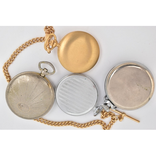 88 - FOUR POCKET WATCHES, to include a base metal, manual wind 'Ingersoll' pocket watch, an AF 'Sheffield... 