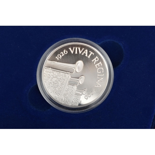 132 - TWO SILVER COMMEMORATIVE COINS, the first a five pound coin dated 2007 commemorating the diamond wed... 