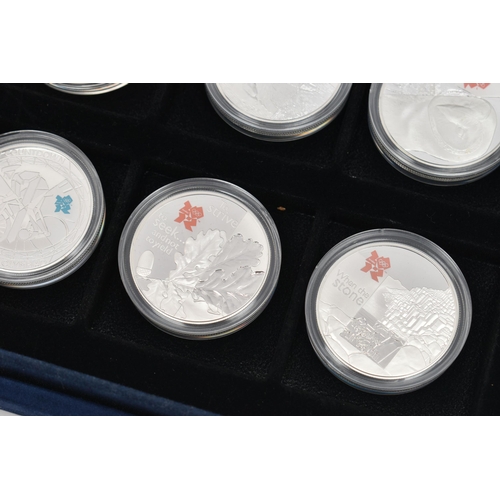 133 - A CASED SET OF ROYAL MINT WESTMINSTER COMMEMORATIVE FIVE POUND COINS, silver proofs commemorating th... 