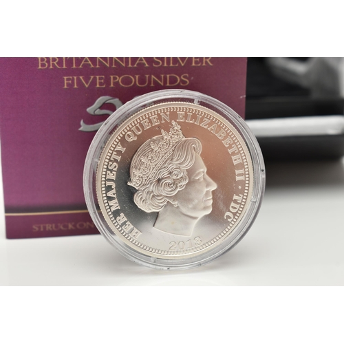 136 - A COMMEMORATIVE SILVER FIVE POUND COIN, The London Mint Office coin dated 2013 to commemorate the bi... 