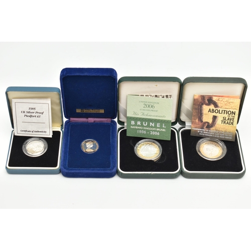 138 - FOUR SILVER COMMEMORATIVE COINS, all in capsules with fitted boxes and certificates of authenticity,... 