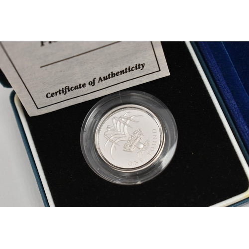 138 - FOUR SILVER COMMEMORATIVE COINS, all in capsules with fitted boxes and certificates of authenticity,... 