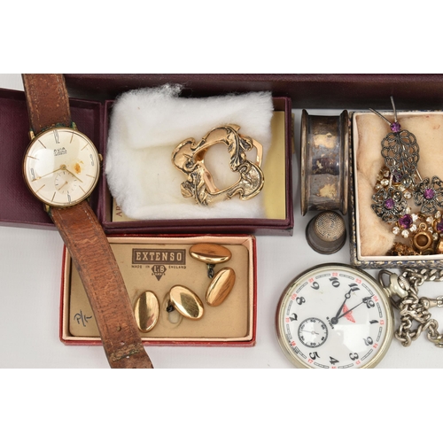 143 - A BOX OF ASSORTED WRISTWATCHES AND COSTUME JEWELLERY, to include a gents gold plated 'Avia, 17 jewel... 