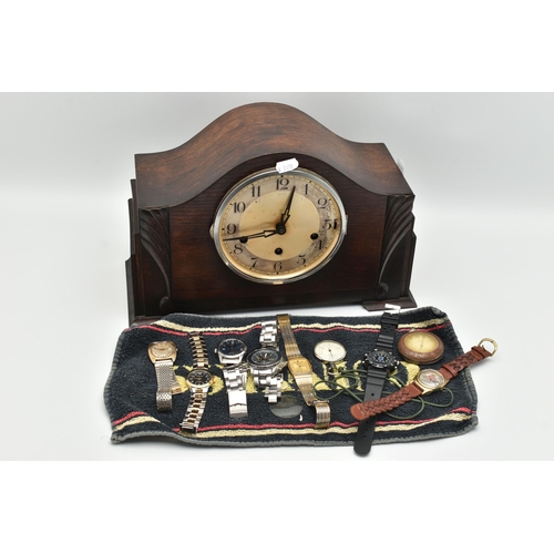 145 - A SELECTION OF SIX QUARTZ WATCHES, A POCKETWATCH AND A CLOCK, to include a Doxa pocket watch with ou... 