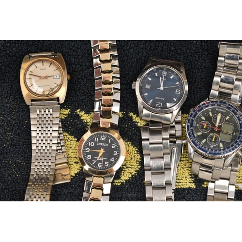 145 - A SELECTION OF SIX QUARTZ WATCHES, A POCKETWATCH AND A CLOCK, to include a Doxa pocket watch with ou... 