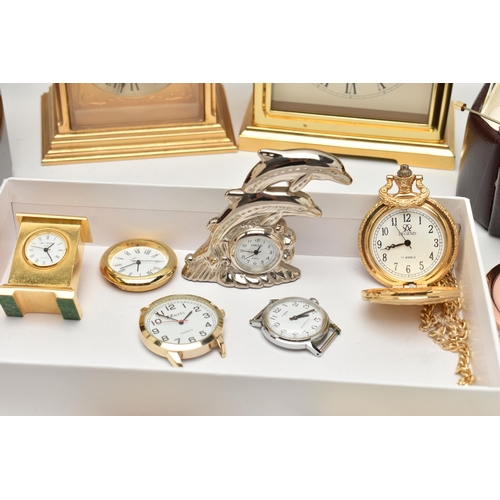 148 - CARRIAGE CLOCKS, MANTLE CLOCKS AND OTHER ITEMS, to include two quartz carriage clocks, four small ma... 