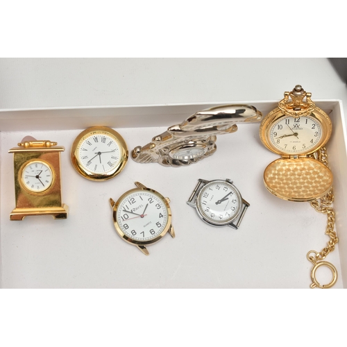 148 - CARRIAGE CLOCKS, MANTLE CLOCKS AND OTHER ITEMS, to include two quartz carriage clocks, four small ma... 