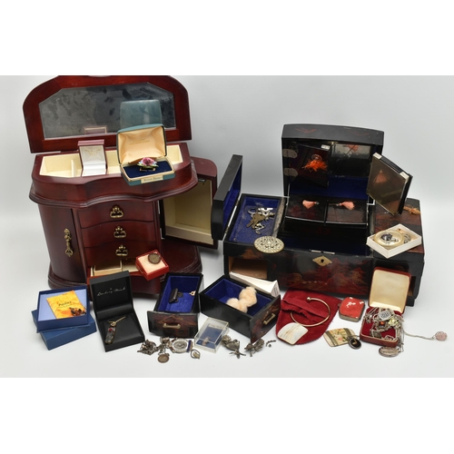 149 - A SELECTION OF SILVER AND WHITE METAL JEWELLERY, JEWELLERY BOXES AND COSTUME JEWELLERY, to include a... 