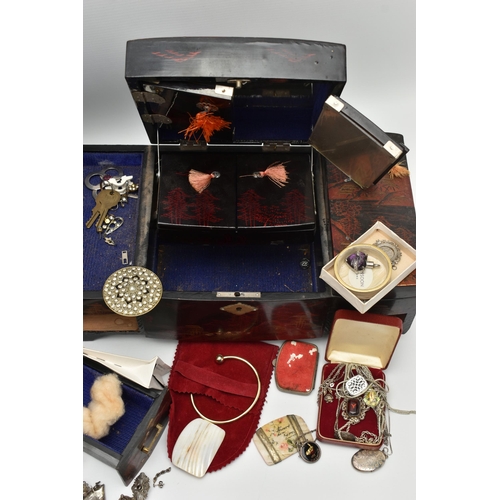 149 - A SELECTION OF SILVER AND WHITE METAL JEWELLERY, JEWELLERY BOXES AND COSTUME JEWELLERY, to include a... 