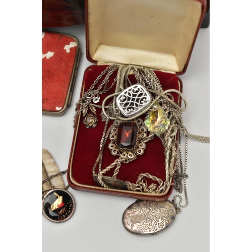 149 - A SELECTION OF SILVER AND WHITE METAL JEWELLERY, JEWELLERY BOXES AND COSTUME JEWELLERY, to include a... 