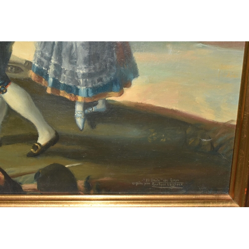 300 - ENRIQUES LAGARES (SOUTH AMERICAN, 20TH CENTURY) EL BAILE, after Goya, oil on canvas, signed lower ... 