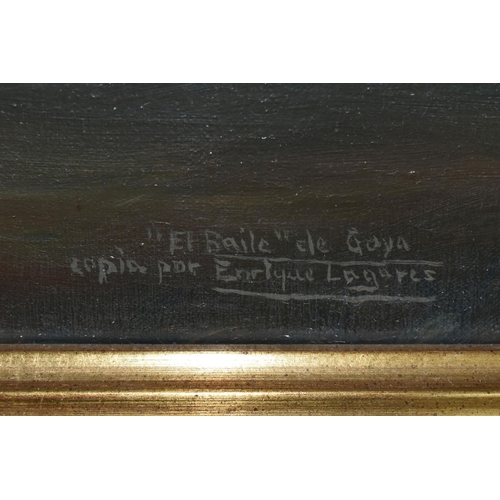 300 - ENRIQUES LAGARES (SOUTH AMERICAN, 20TH CENTURY) EL BAILE, after Goya, oil on canvas, signed lower ... 