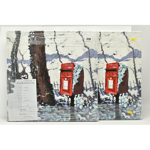 316 - TIMMY MALLETT (BRITISH CONTEMPORARY) 'SNOWY POST BOX', two signed artist proof edition prints on box... 