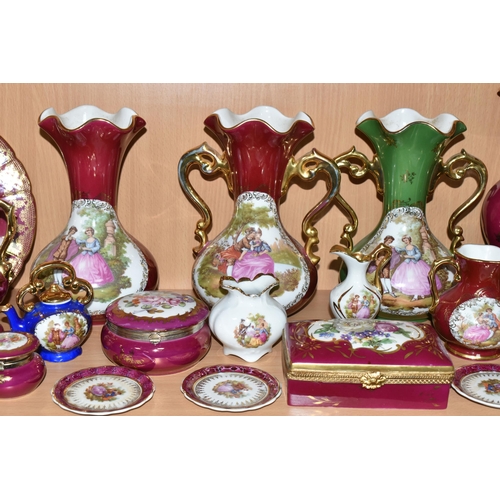 329 - A COLLECTION OF LIMOGES PORCELAIN, to include La Reine, Limoges Castel, etc., vases, trinket boxes, ... 