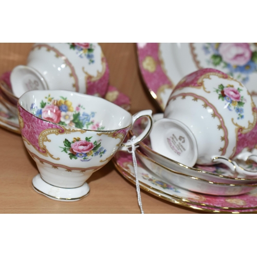 336 - AN EIGHTEEN PIECE ROYAL ALBERT 'LADY CARLYLE' PART TEA SET, comprising a dinner plate, six tea plate... 