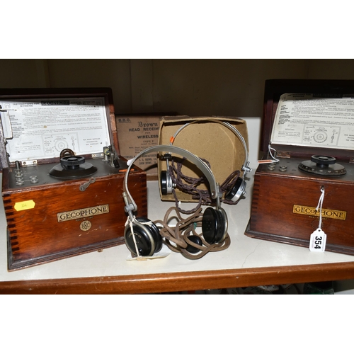 354 - TWO GECOPHONE CRYSTAL DETECTOR SET No1 WIRELESS RECEIVERS, both in mahogany cases with GecoPhone and... 