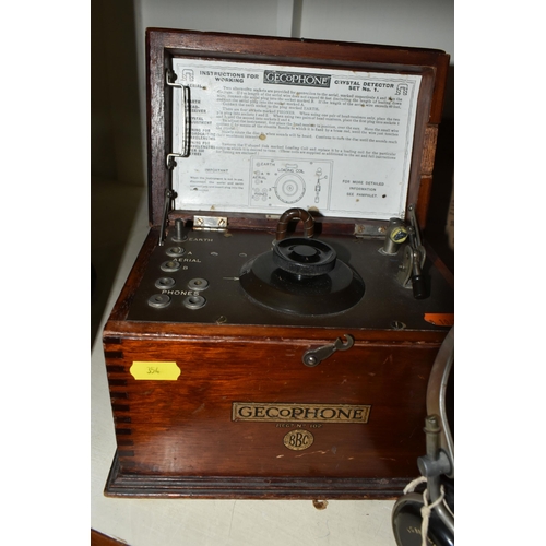 354 - TWO GECOPHONE CRYSTAL DETECTOR SET No1 WIRELESS RECEIVERS, both in mahogany cases with GecoPhone and... 