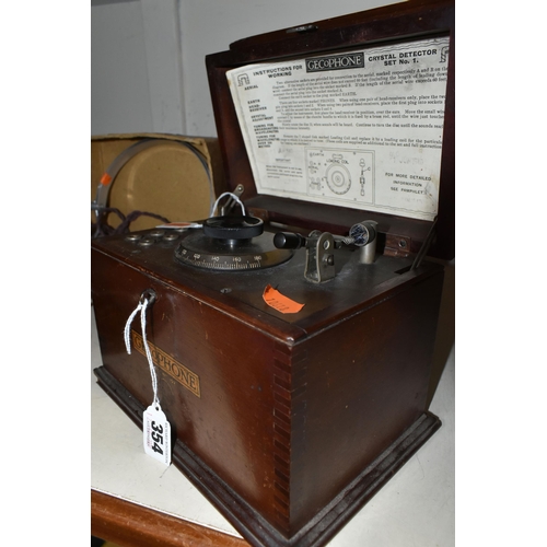 354 - TWO GECOPHONE CRYSTAL DETECTOR SET No1 WIRELESS RECEIVERS, both in mahogany cases with GecoPhone and... 