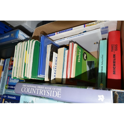 373 - SIX BOXES OF GEOGRAPHICAL / TRAVEL BOOKS & GUIDES comprising approximately 120 titles in hardback an... 