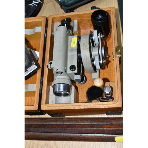 384 - A QUANTITY OF SURVEYING EQUIPMENT, cased Carl Zeiss Theodolite, No.52029, cased Cowley Automatic Lev... 