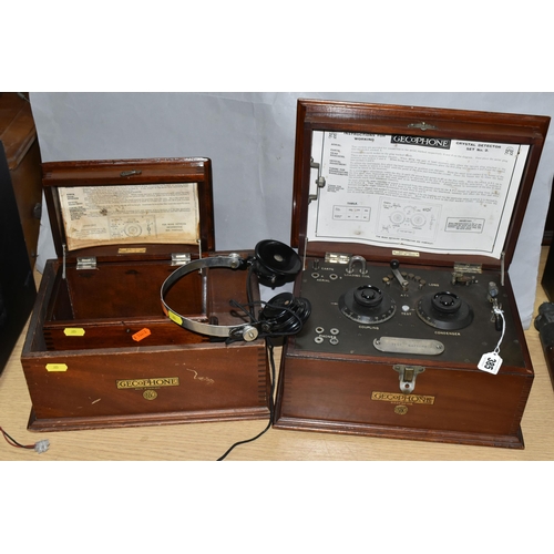 385 - A GECOPHONE CRYSTAL DECTECTOR SET No2 RADIO RECEIVER, in a BBC branded mahogany wooden case, togethe... 