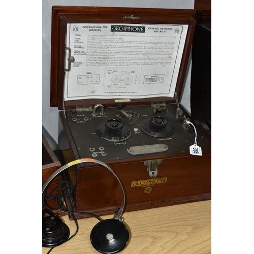 385 - A GECOPHONE CRYSTAL DECTECTOR SET No2 RADIO RECEIVER, in a BBC branded mahogany wooden case, togethe... 